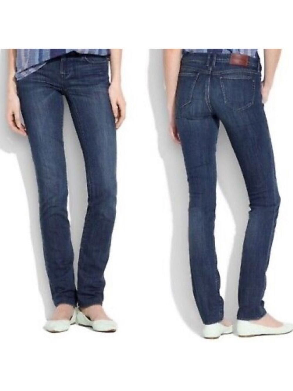 𝅺madewell Rail Straight Dark Wash Denim Jeans 27 X 32